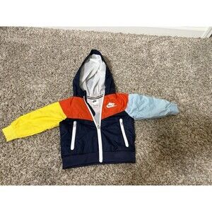 Nike Baby Toddler Hooded Windbreaker Jacket 18M Colorblock Zip Up